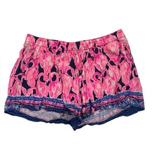 Lilly Pulitzer Women’s Summer  Shorts Flamingo Print 100 Rayon Rn‎ 88189 S